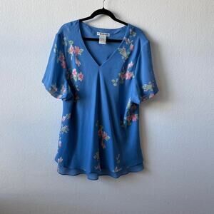 Vintage blue and pink floral